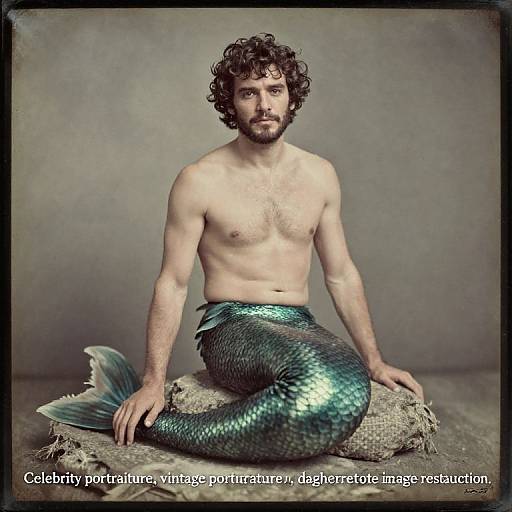 Mermaid Pedro Pascal Vintage Portrait
