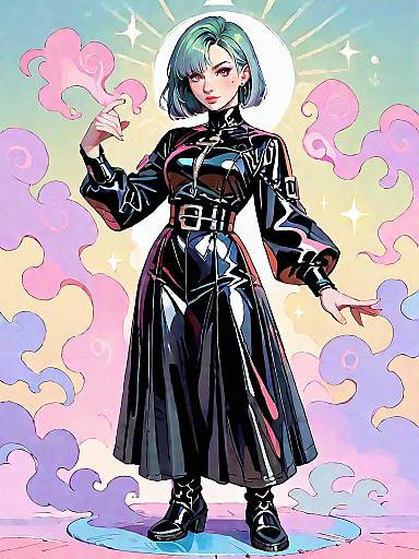 Dark Fantasy Woman in Glossy Latex Dress