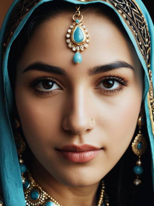 Woman in Arabian Traditional Dress with Jewelry