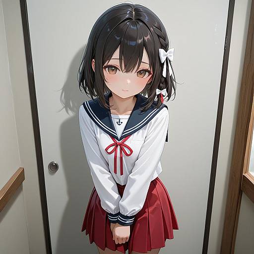 Anime Girl with Side Braid in Uniform