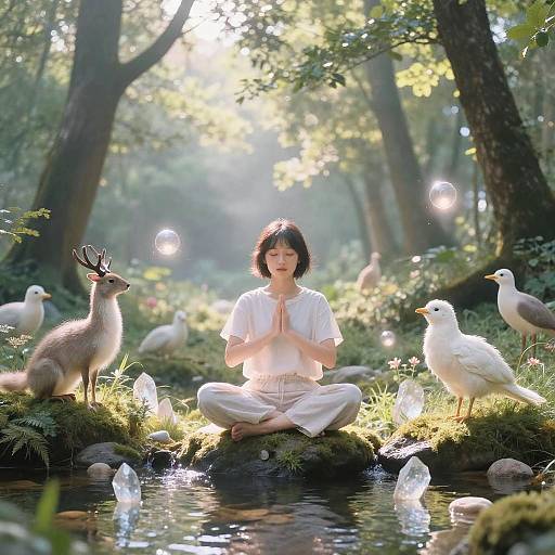 Faku Meditating in Magical Forest