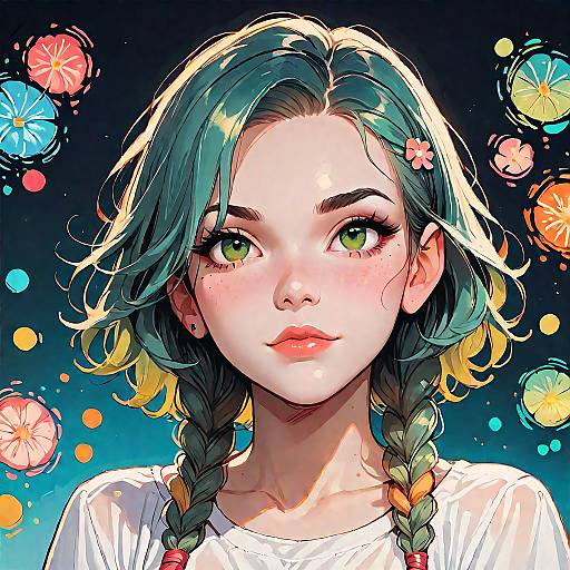 Woman with Braided Multi-colored Hair