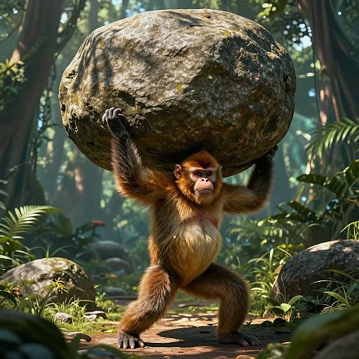 Buff Monke Lifting Ancient Boulder