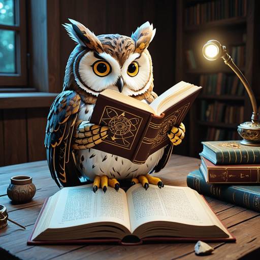 Owl Reading Magical Book