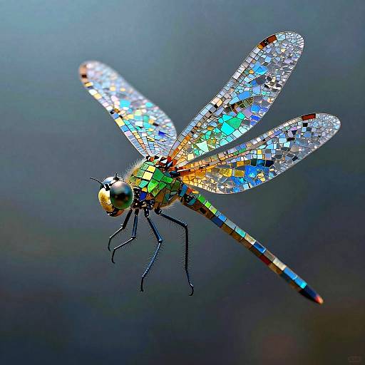 Futuristic Mosaic Dragonfly Art