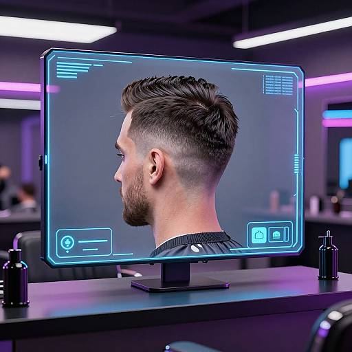 Futuristic Virtual Barber Shop Scene