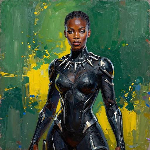 Colorful Abstract Black Panther Warrior