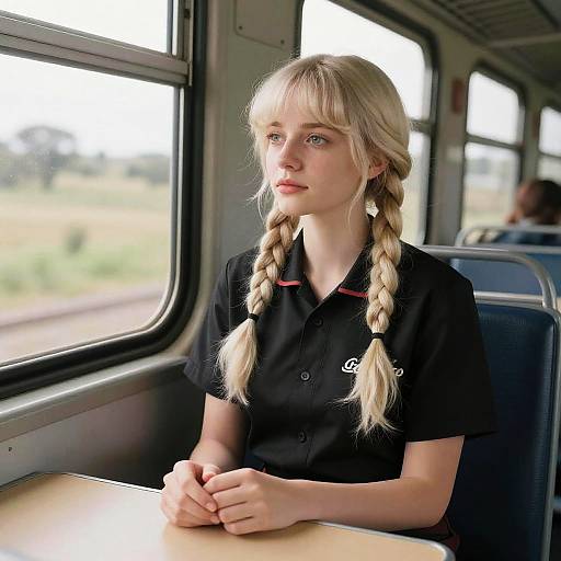 Hyperrealistic Woman in Cafe Uniform