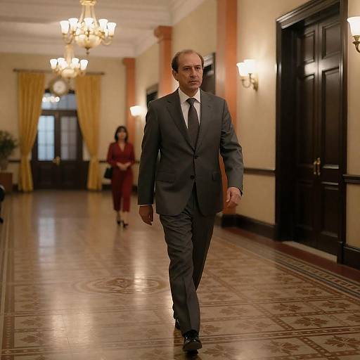 Elegant Lobby Scene with Stylish Figures