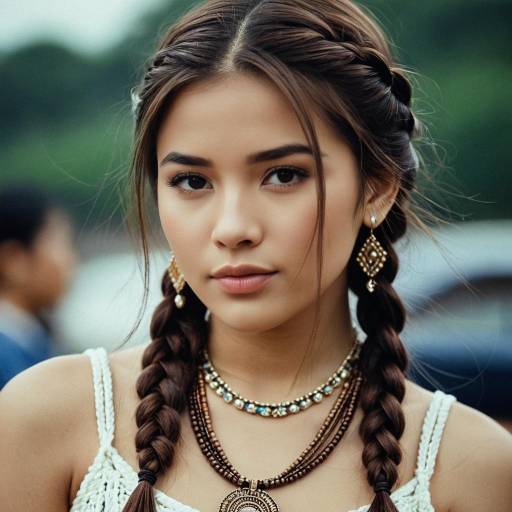 Young Woman with Braided Hair and Jewelry