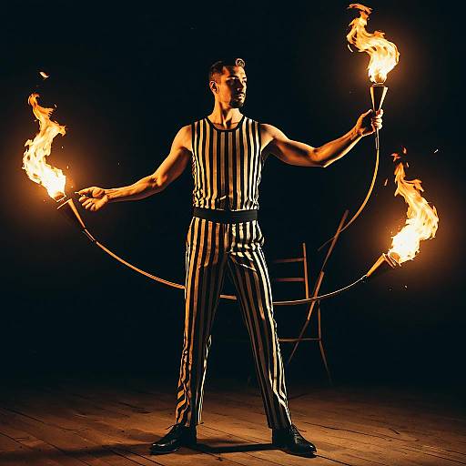 Circus Acrobat Juggling Fire Torches