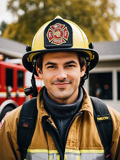 Friendly Male Firefighter Portrait