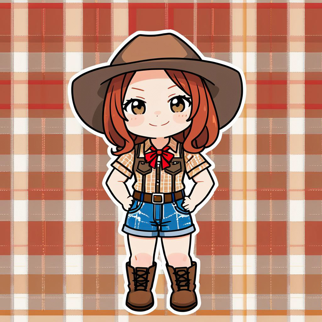 Chibi Cowgirl with Auburn Hair and Attitude