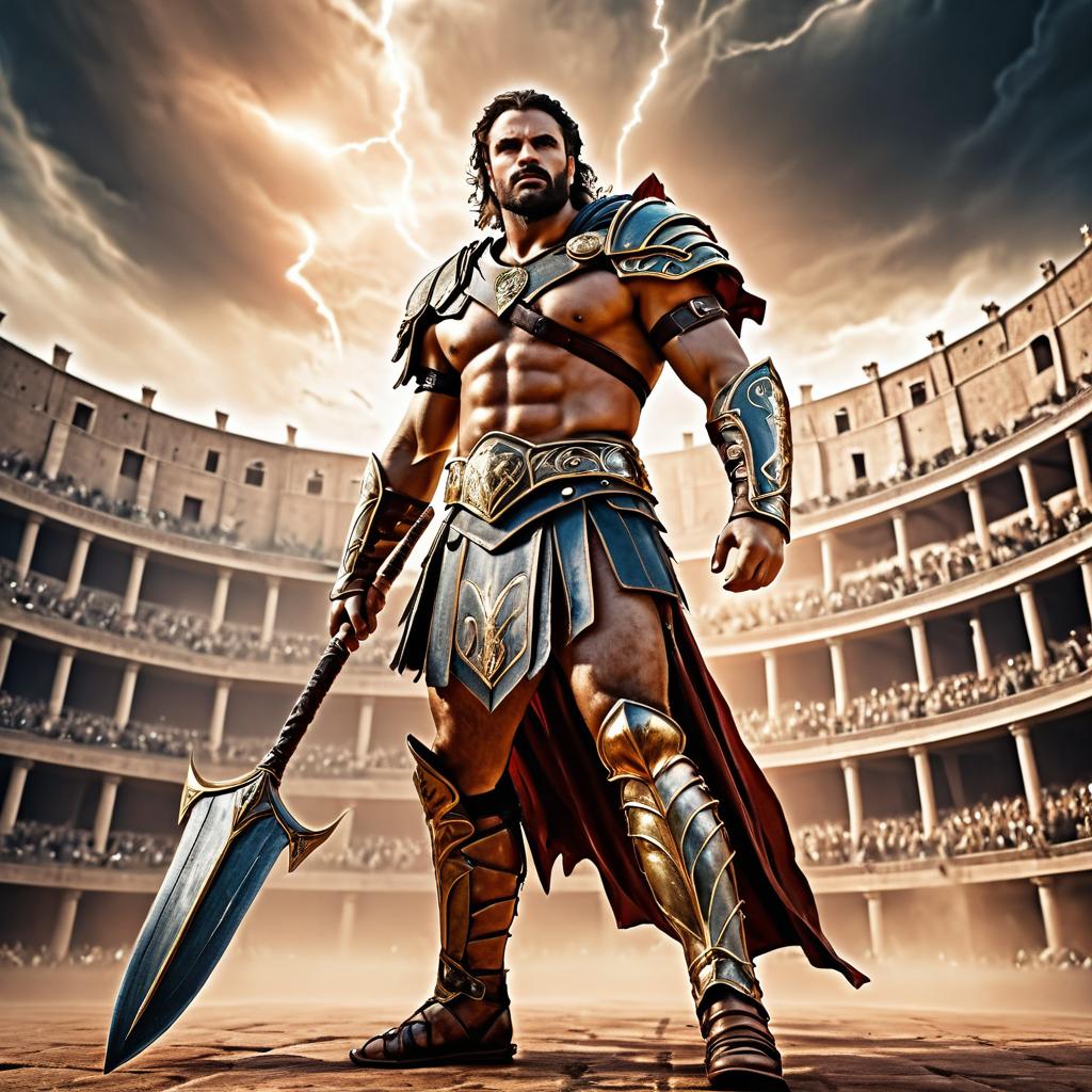 Epic Gladiator in Majestic Arena Scene