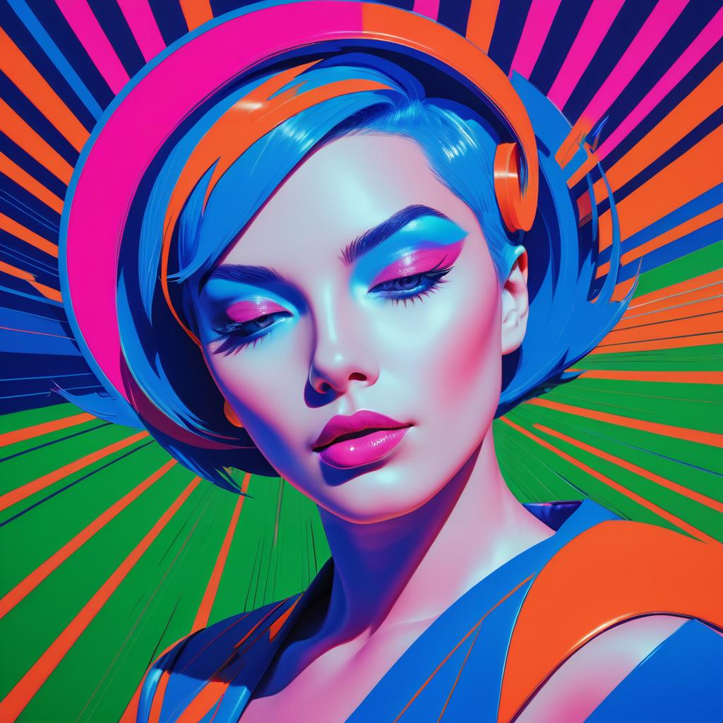 Vibrant 80s Pop Art Woman Portrait