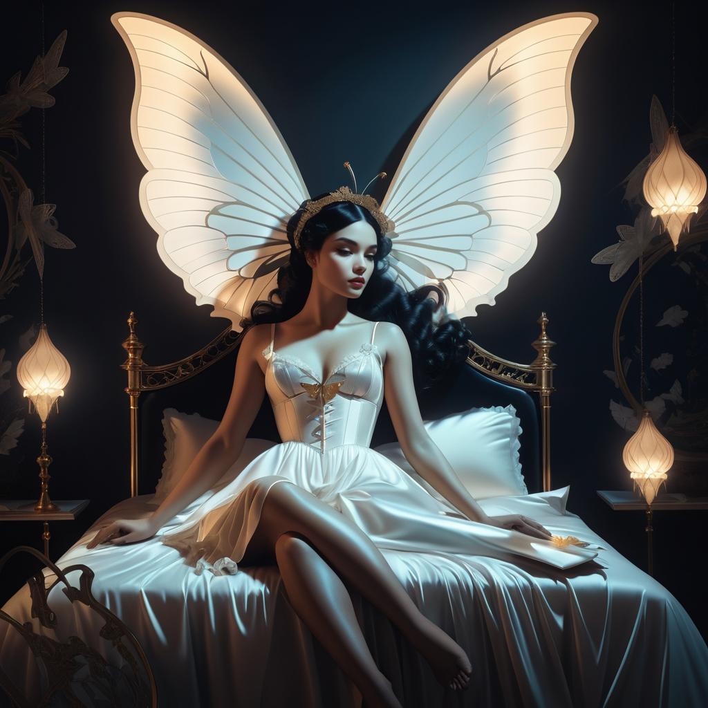 Surreal Woman with Butterfly Wings Art