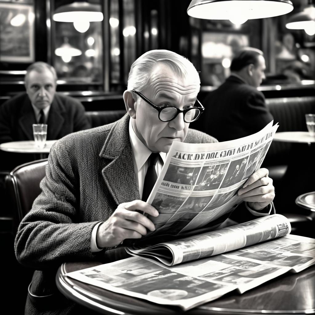 Vintage Paris Café Scene with Elderly Man