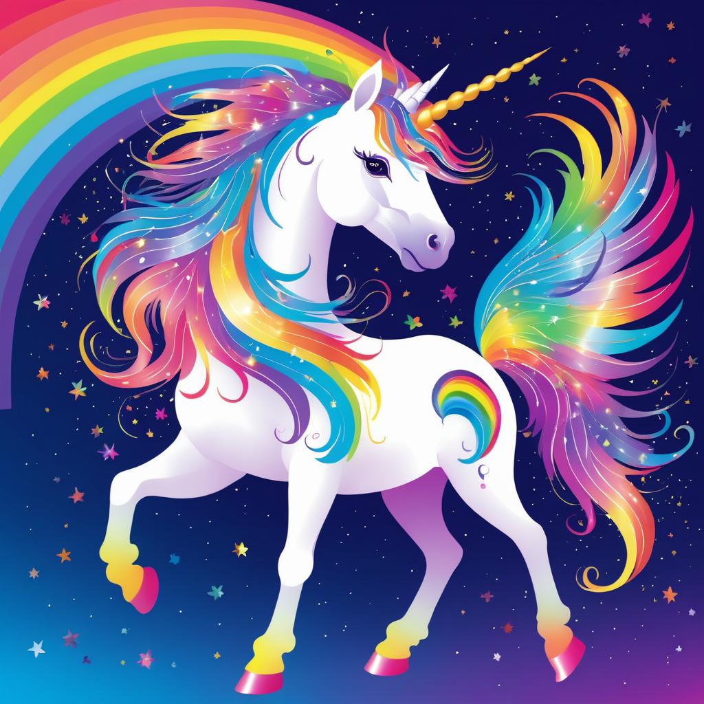 Whimsical Unicorn with Rainbow Wings