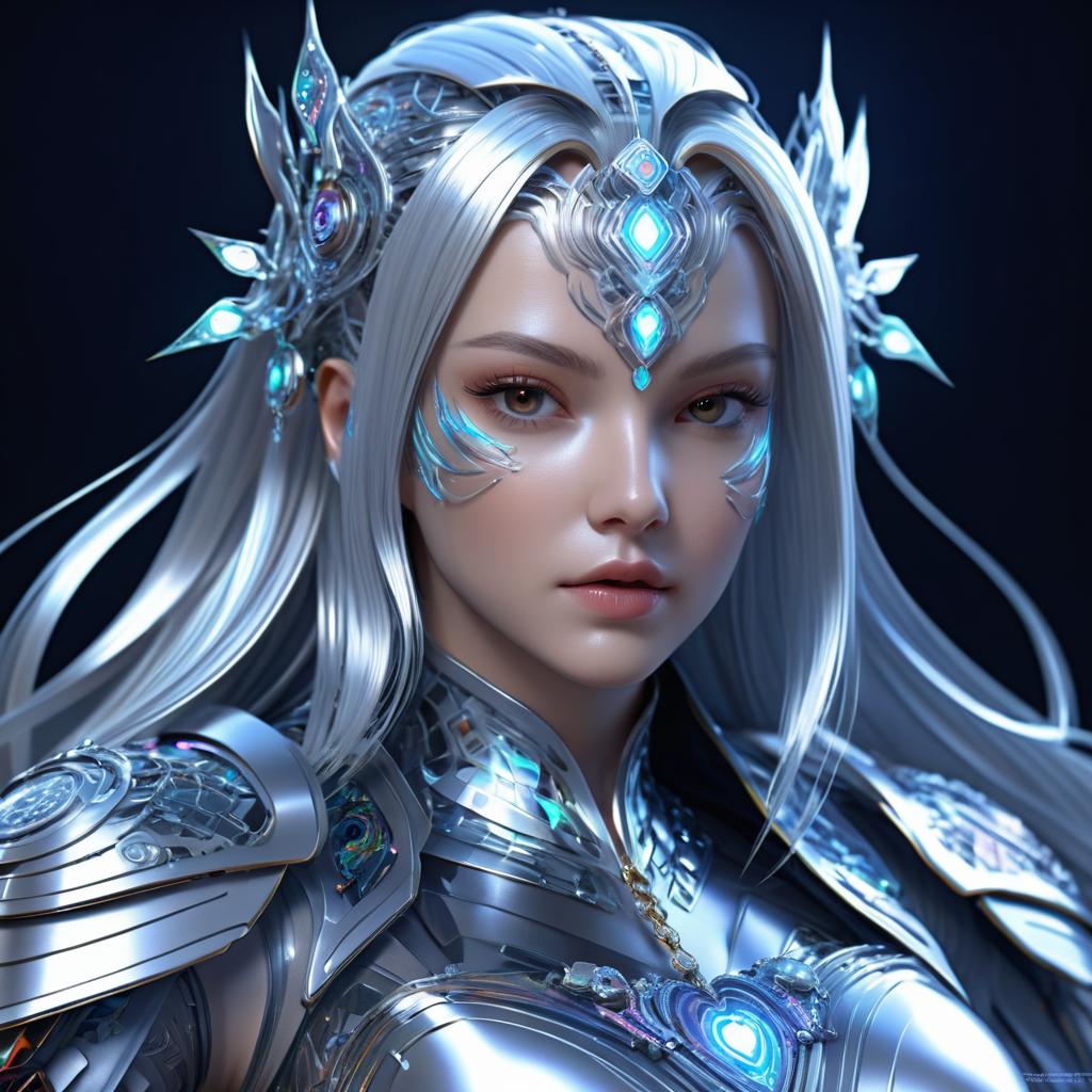 Iridescent Female Cyborg Character Art