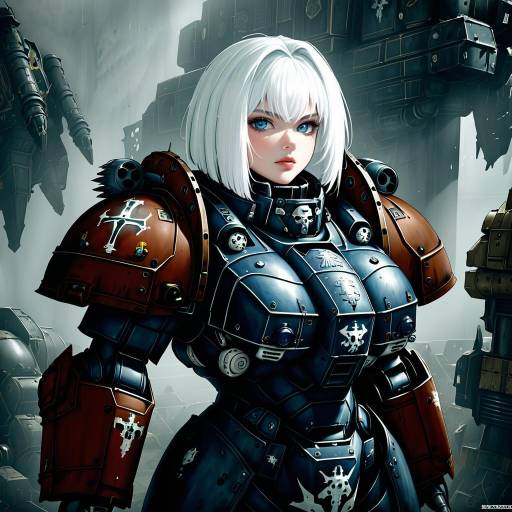 Illustration of Adepta sororitas, warhammer 40k in the style of Sorapoi