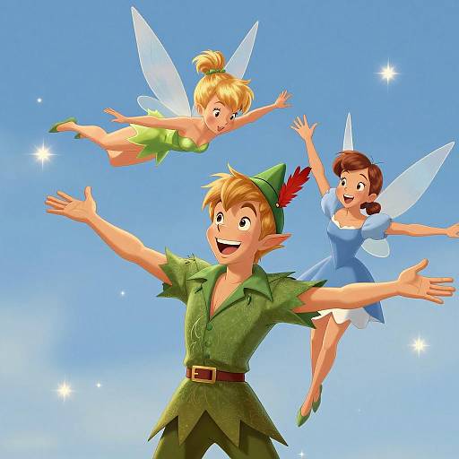 Whimsical Scene of Peter Pan and Friends