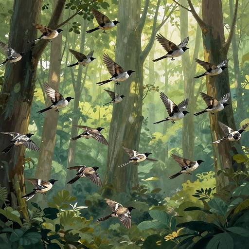 Mirror-Winged Birds Reflecting Timelines