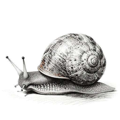 Intricate Pencil Drawing of Garden Snail
