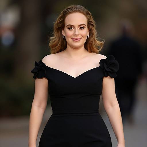 Adele in Casual Black Dress
