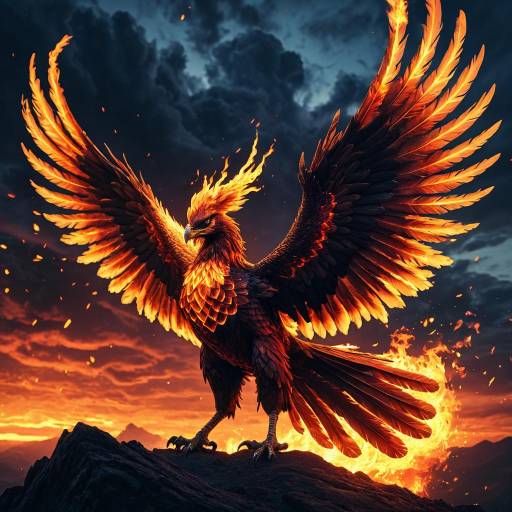 Hyper-realistic 3D Phoenix with Flaming Feathers