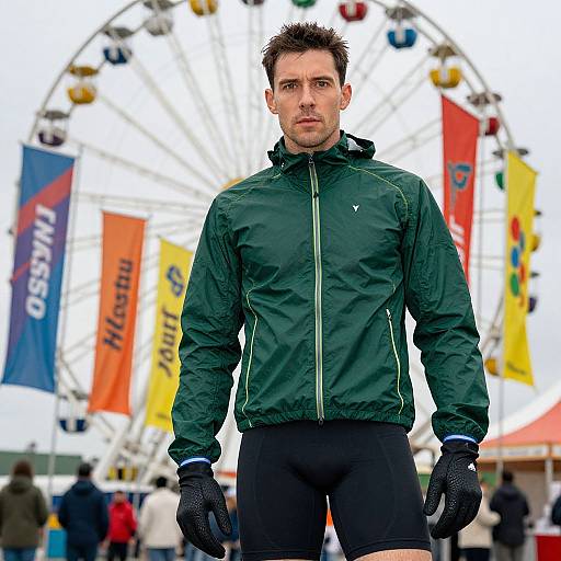 Adventure-Ready Cyclist in Forest Green