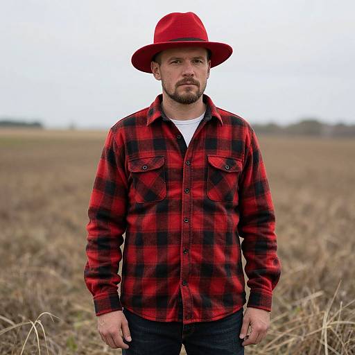 Man in Red Flannel and Plaid
