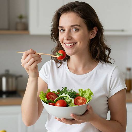 Woman Enjoying Fresh Salad Delight