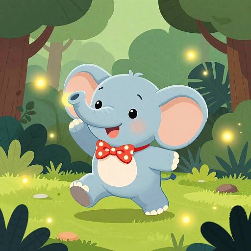 Playful Cartoon Baby Elephant