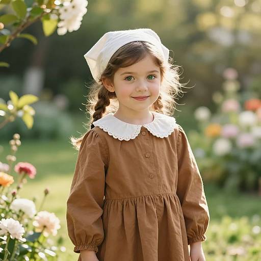 Young Girl in Sunlit Garden