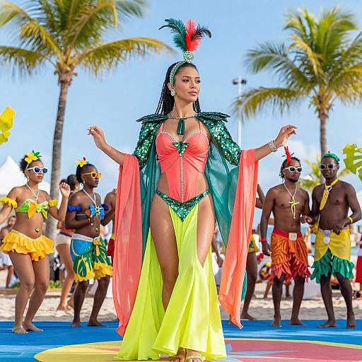 Confident Tropical Queen at Summer Festival