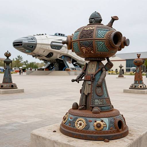 Futuristic Interstellar Folk Art Sculptures