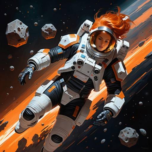 Fiery Space Explorer Among Asteroids