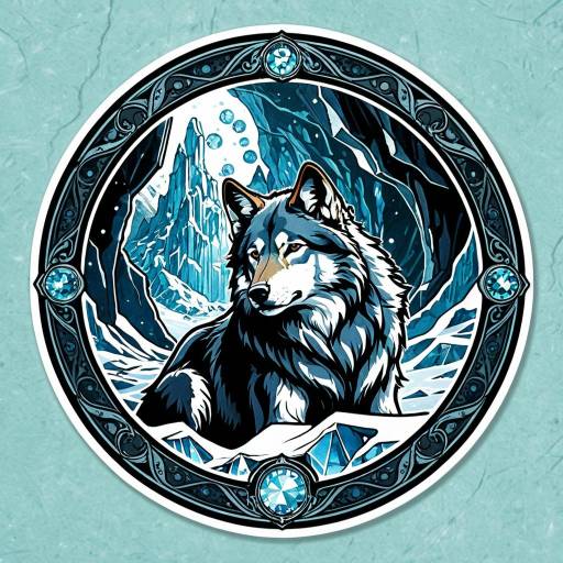 Fantasy Wolf Sticker in Crystal Cave