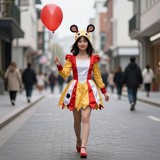 Woman in Pinata Costume with Balloon
