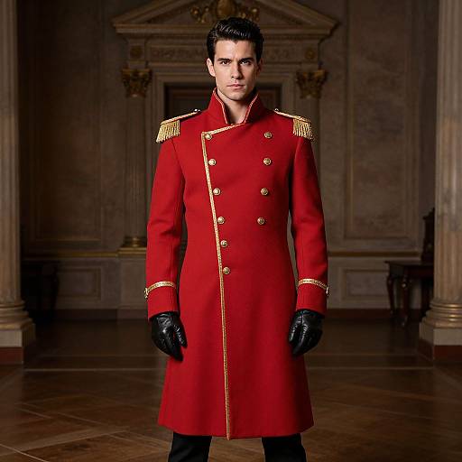 Handsome Man in Elegant Red Coat