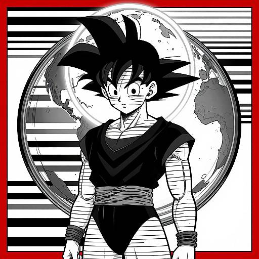 Minimalist Striped Goku Vector Poster