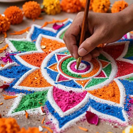 Colorful Rangoli Art Close-Up