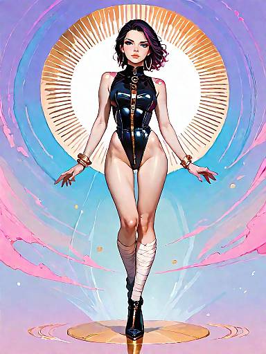 Stylish Woman in Bodycon Dress with Gold Accessories