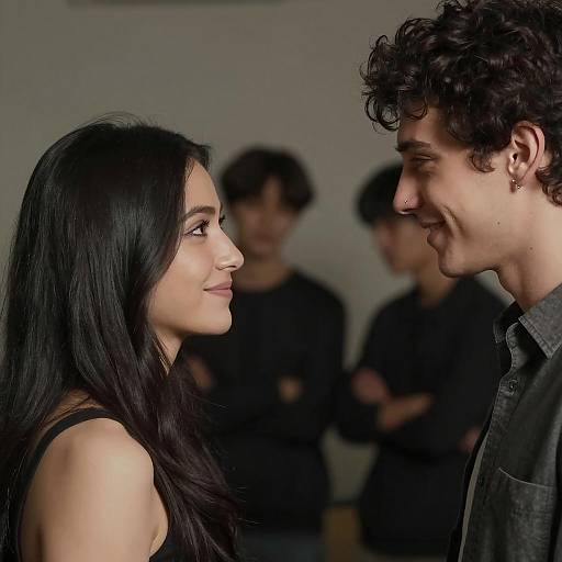 Couple Smiling at Each Other Indoors