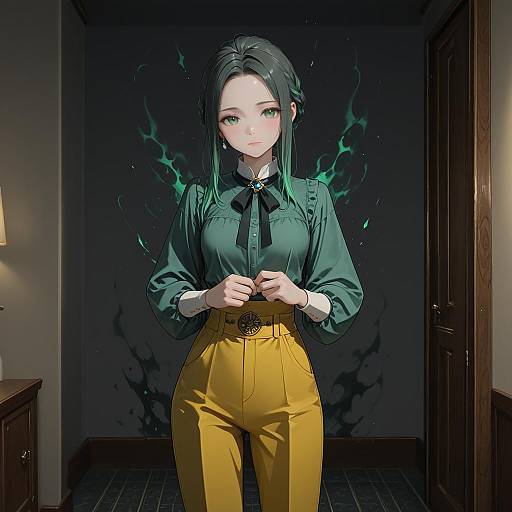 Cute Mauritian Woman with Green Braid