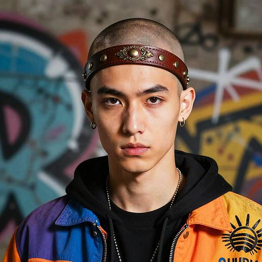 Edgy Bald Headband Streetwear Shoot