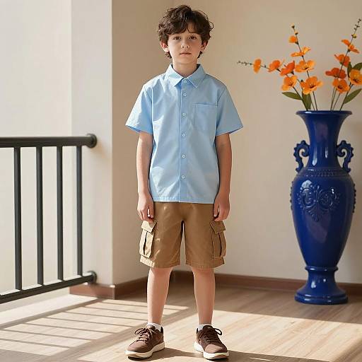 Young Boy in Casual Summer Outfit