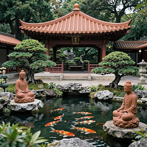 Serene East Asian Temple Garden