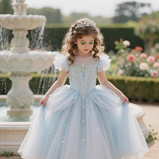 Young Girl in Crystal-Embellished Princess Dress