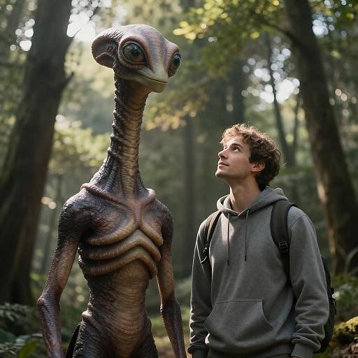 Mysterious Encounter in a Sunlit Forest